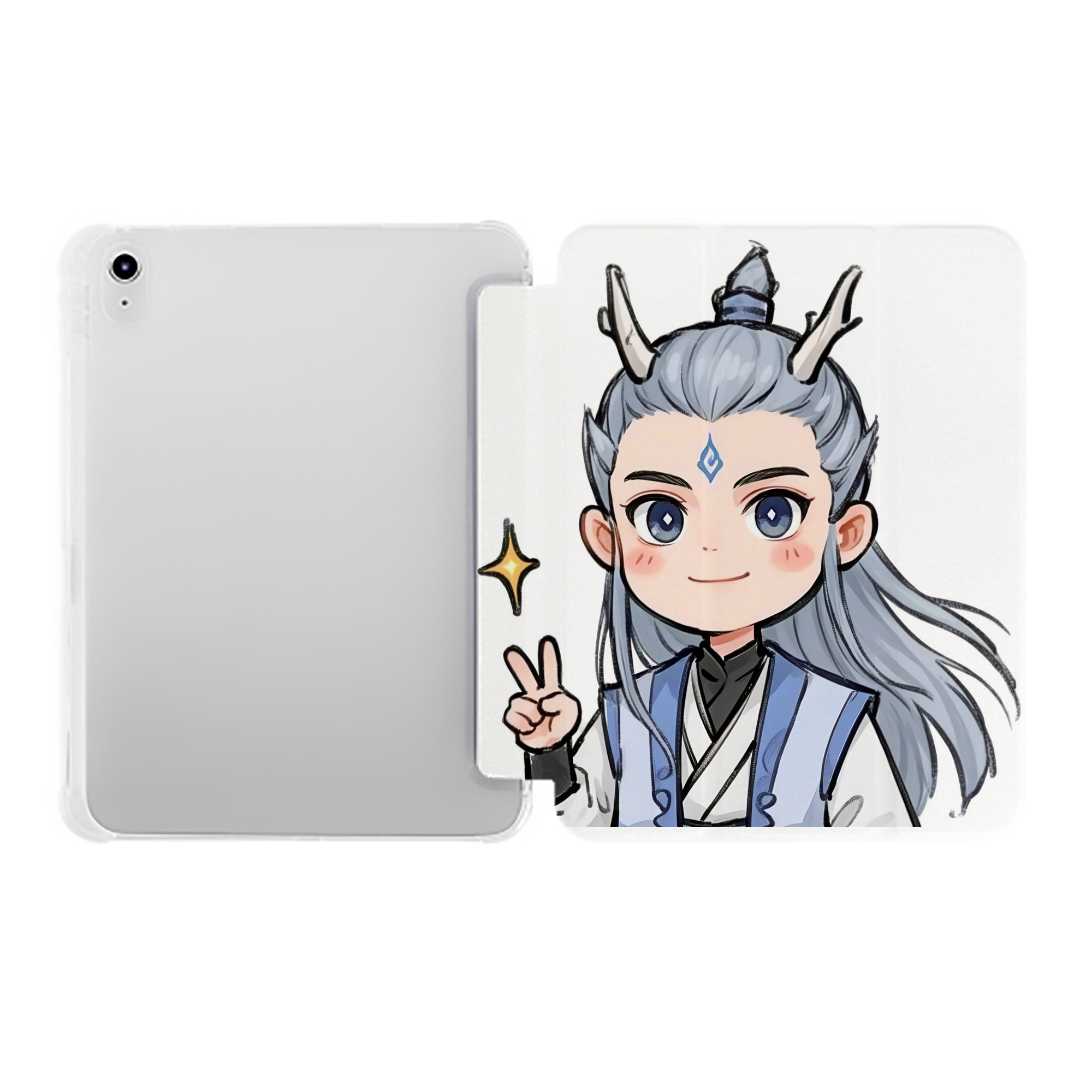 （画像用） Ne Zha 2 ナタ 魔童の大暴れ IPad ケース ペン収納付き 三つ折りスタンド PUレザー×シリコン 対応機種9.5/10.5/10.9インチ